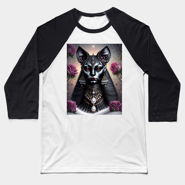 Stunning Hybrid Ancient Sphynx Goddess Baseball T-Shirt by Enchanted Reverie